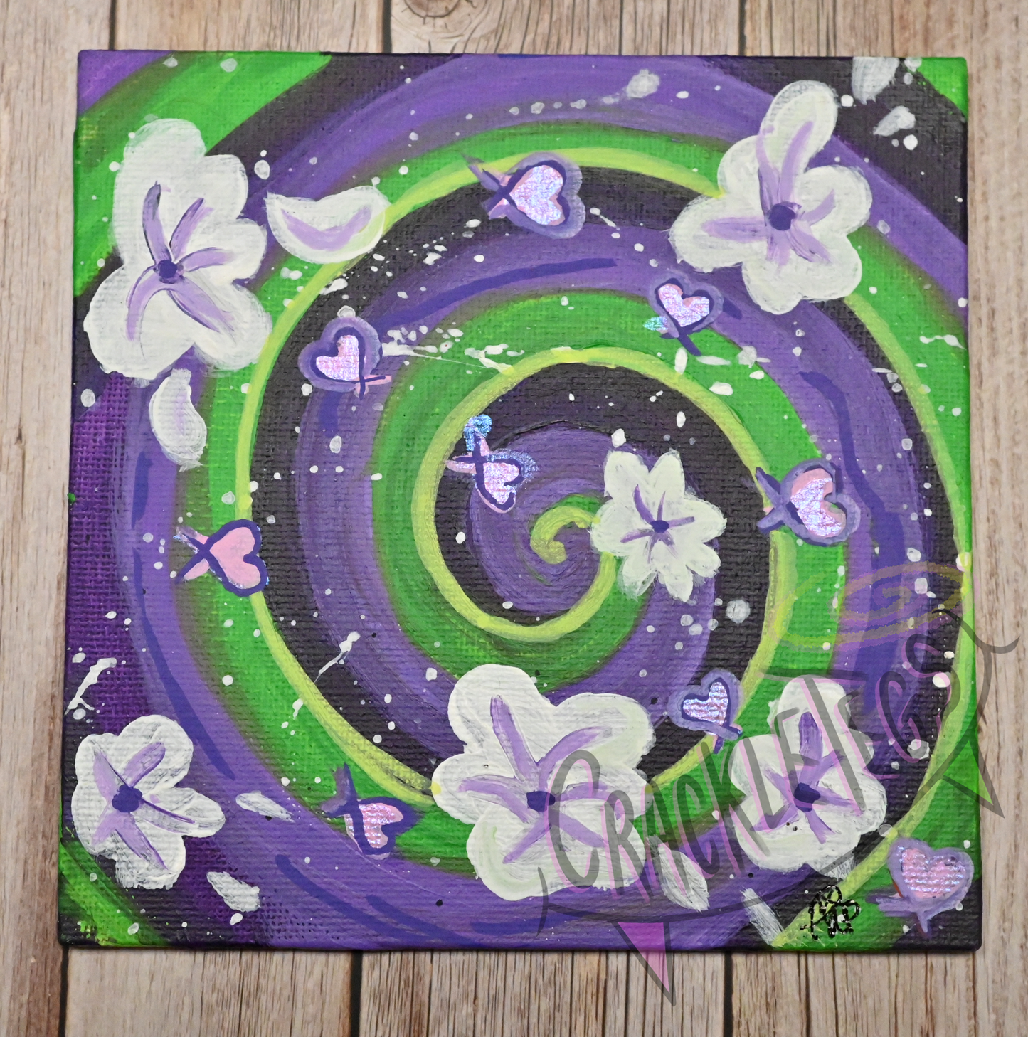Swirly Love & Flowers, Original Painting. All profits go to the MND association!