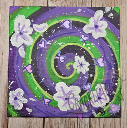 Swirly Love & Flowers, Original Painting. All profits go to the MND association!
