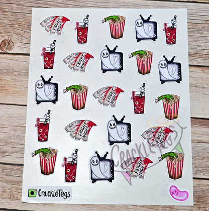 Horror Movie Stickers, Sheet of 24 stickers.