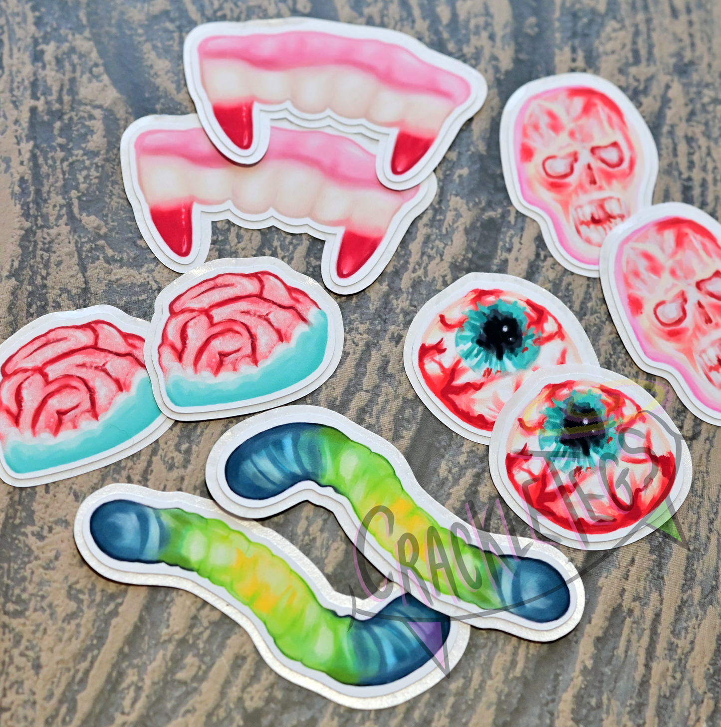 Halloween Gummy Candies Sticker Pack. 10 Hand-drawn & Handmade Stickers.