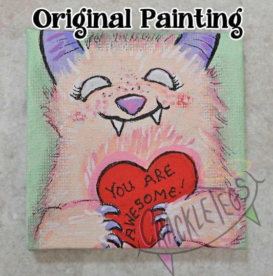 Pink CrackleTegs Monster, Praising you! An Original Painting on Canvas