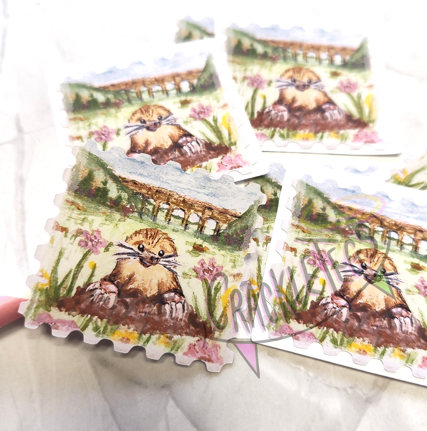Cute Mole Stamp Stickers. Pack of 6