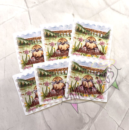 Cute Mole Stamp Stickers. Pack of 6