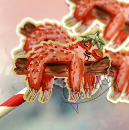 Strawberry Sloth, Sidney Stickers. Pack of 5.