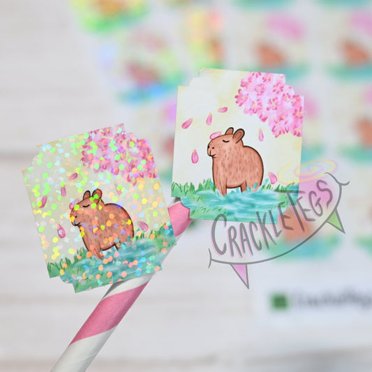 Blossom the Capybara Stamp Stickers, Sheet of 16.