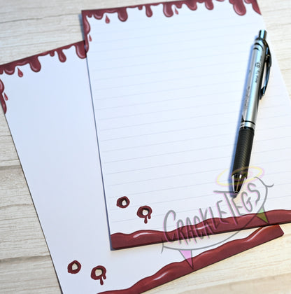 Vampire Writing Paper, With Bite Holes! 5 or 10 Sheets, Plain or Lined.
