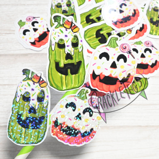 Sweet Pumpkins Stickers, Pack of 6. Originally Hand-Painted.