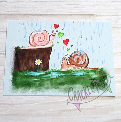 Garden Snails in Love Print. 13 x 18 cm