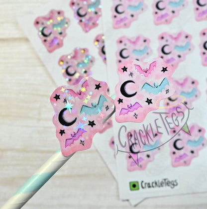 Pastel Bat Stickers, Sheet of 16.