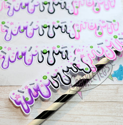 Long Icing/Slime Stickers. Goth Bright Mix. Perfect For Packaging, Scrapbooking Or Journals.
