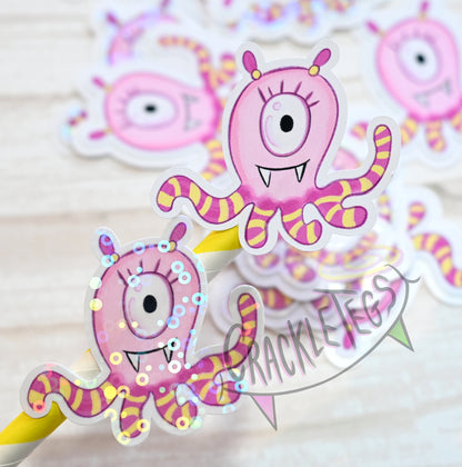 Alien Suzie Flake Sticker Pack, 6 Hand-drawn & Handmade Stickers.