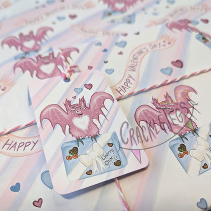 Recycled Valentine's Pigney Gift Wrap. Set of 2 Sheets & 2 Tags.