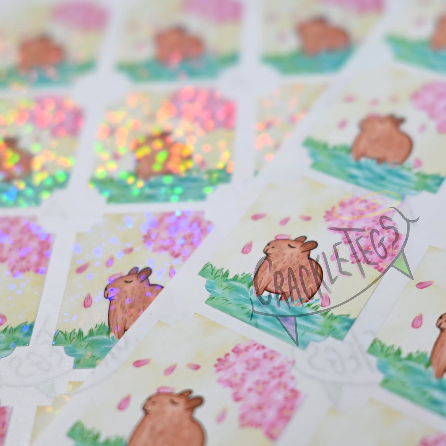 Blossom the Capybara Stamp Stickers, Sheet of 16.