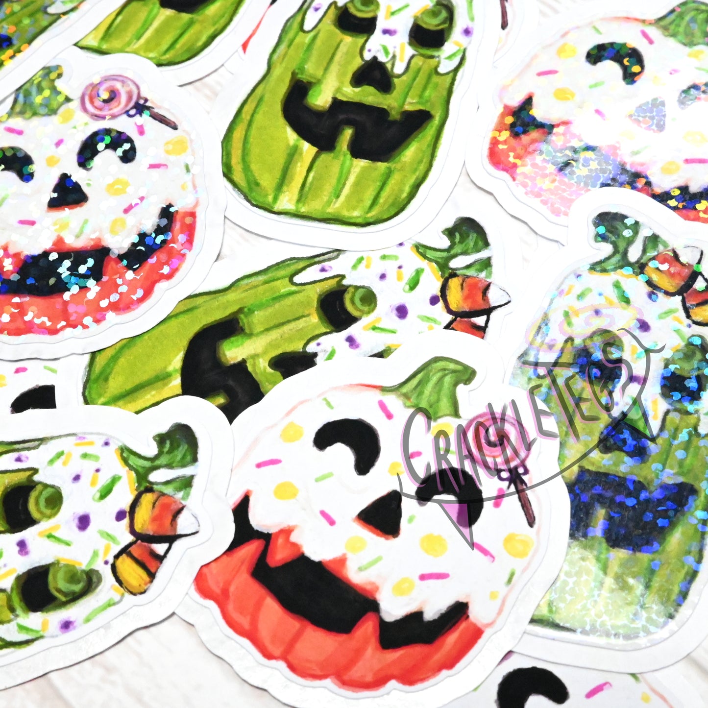 Sweet Pumpkins Stickers, Pack of 6. Originally Hand-Painted.