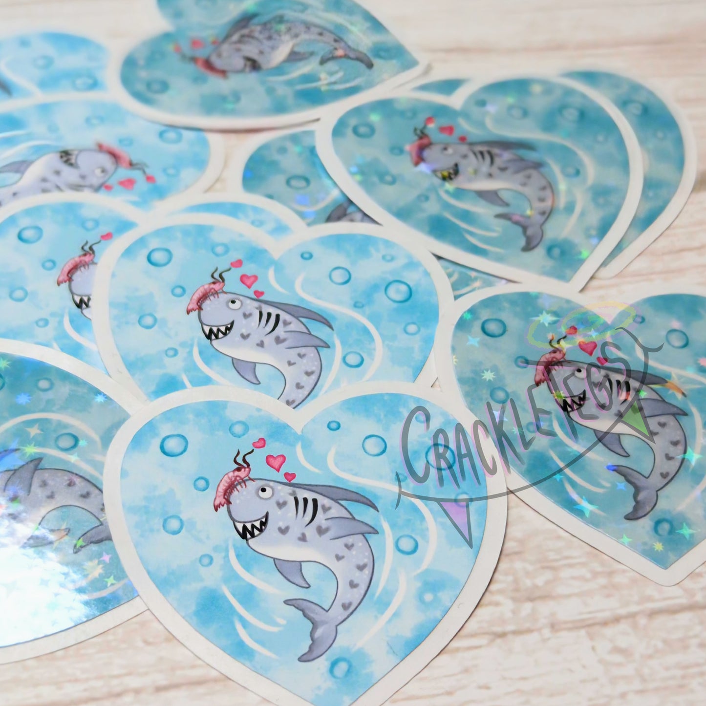 Sheila the Shark & Jacque, Valentine's Stickers. Pack of 6.