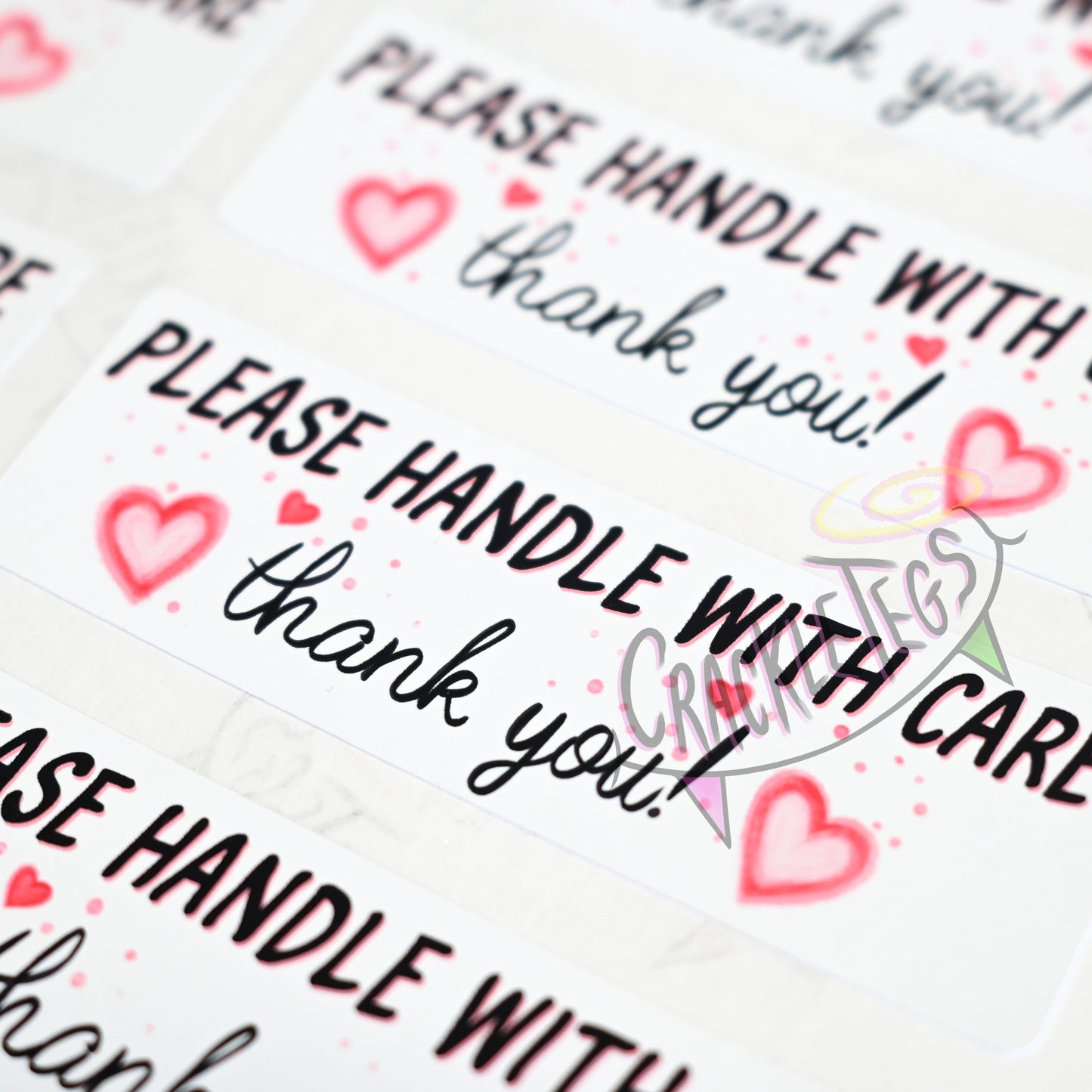 Cute Handle With Care Stickers, Sheet of 16.