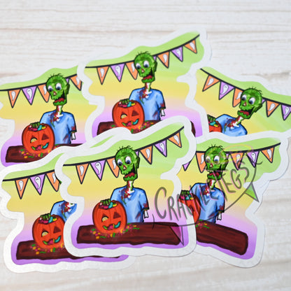 Zombie Samuel's Halloween Stickers, Pack of 6.