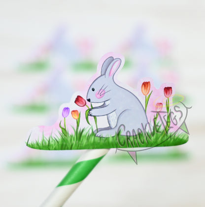 Spring Bunny Stickers, Pack of 6.