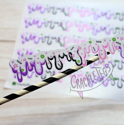 Long Icing/Slime Stickers. Goth Bright Mix. Perfect For Packaging, Scrapbooking Or Journals.