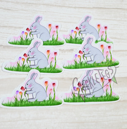 Spring Bunny Stickers, Pack of 6.