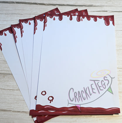 Vampire Writing Paper, With Bite Holes! 5 or 10 Sheets, Plain or Lined.