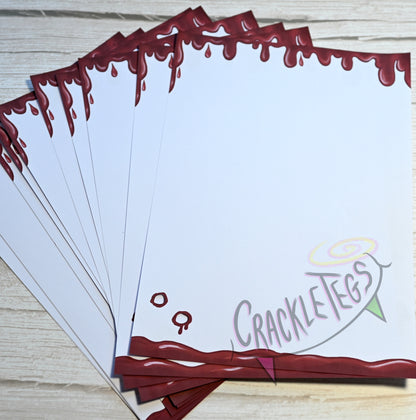 Vampire Writing Paper, With Bite Holes! 5 or 10 Sheets, Plain or Lined.