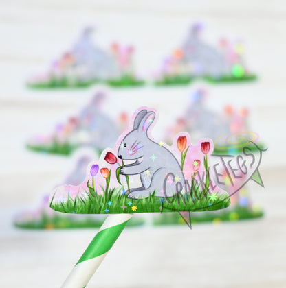 Spring Bunny Stickers, Pack of 6.