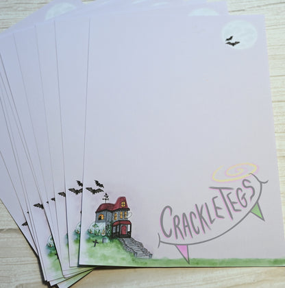 Haunted Mansion Writing Paper. 5 or 10 Sheets, Plain or Lined.