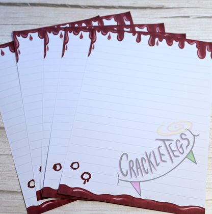 Vampire Writing Paper, With Bite Holes! 5 or 10 Sheets, Plain or Lined.