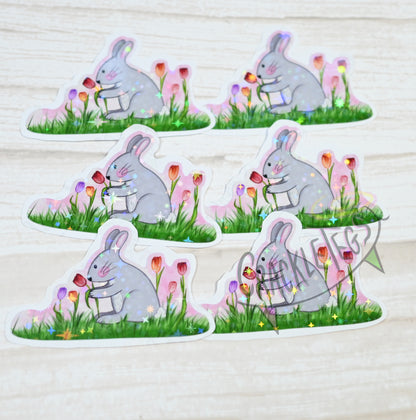 Spring Bunny Stickers, Pack of 6.
