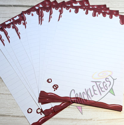 Vampire Writing Paper, With Bite Holes! 5 or 10 Sheets, Plain or Lined.