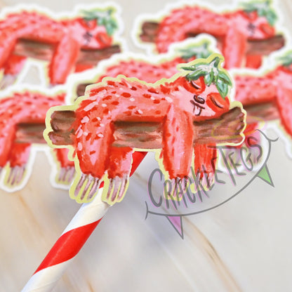 Strawberry Sloth, Sidney Stickers. Pack of 5.