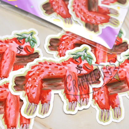 Strawberry Sloth, Sidney Stickers. Pack of 5.