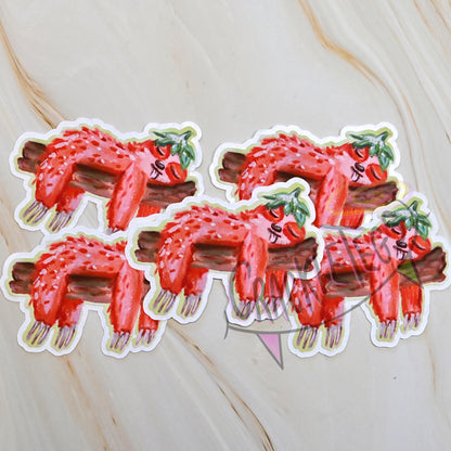 Strawberry Sloth, Sidney Stickers. Pack of 5.