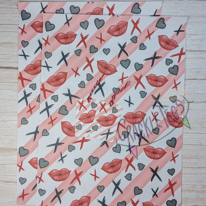 Recycled Gothic Kiss Gift Wrap. Set of 2 Sheets & 2 Tags.