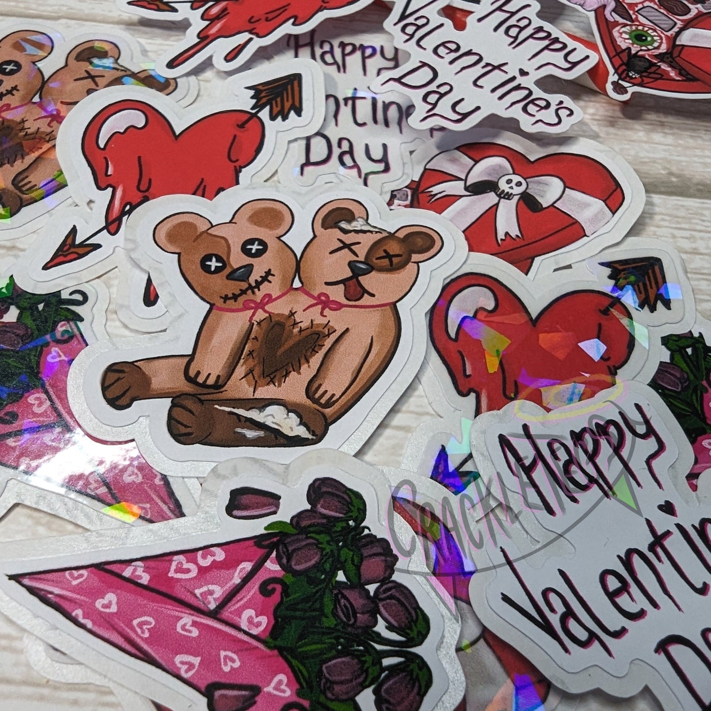 Creepy Valentine Stickers, Pack of 10.