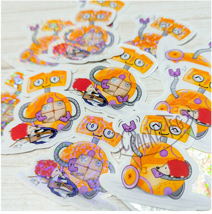 Edam and Pins, Robot & Hedgehog Stickers. Pack of 6.