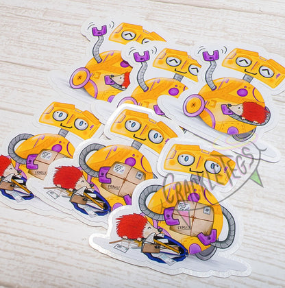 Edam and Pins, Robot & Hedgehog Stickers. Pack of 6.