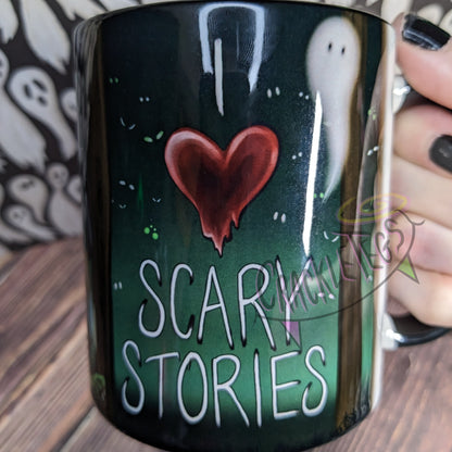 I love Scary Stories, Cryptid Mug. Hand Drawn CrackleTegs Original Design.