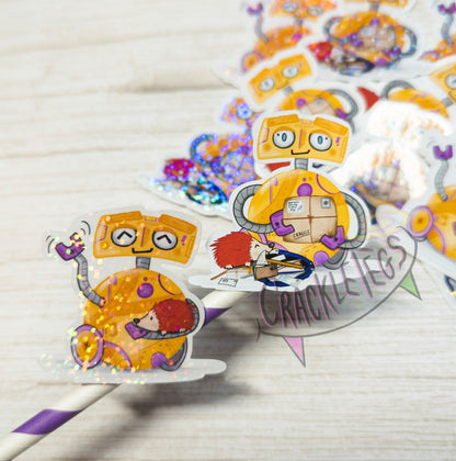 Edam and Pins, Robot & Hedgehog Stickers. Pack of 6.