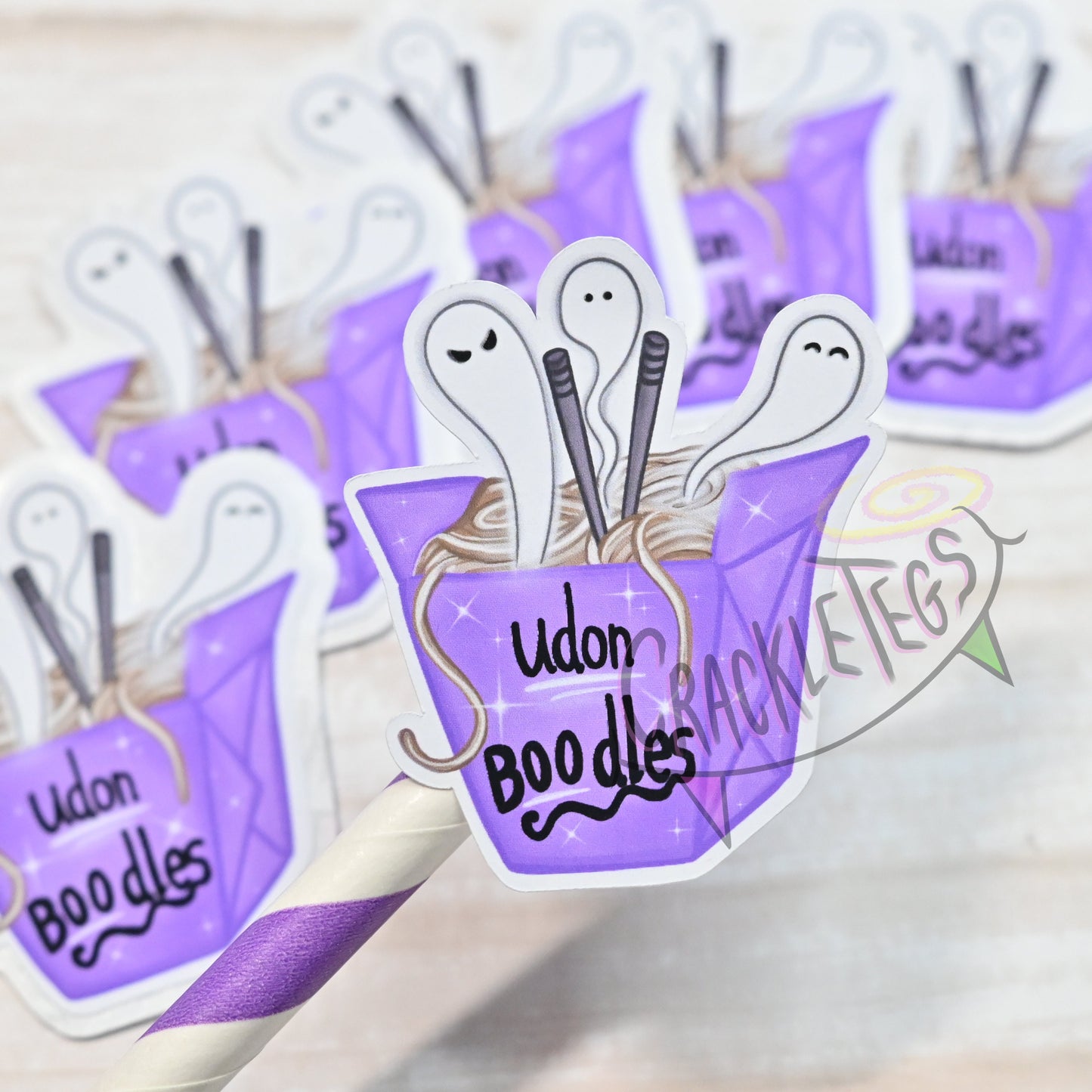 Spooky Noodles, Udon BOOdles Stickers, Pack of 6.