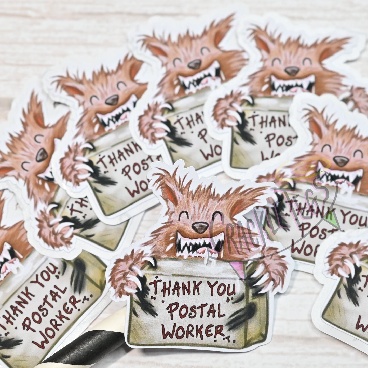 Dominic the Carewolf, Thank You Postal Worker Stickers. Pack. 8.