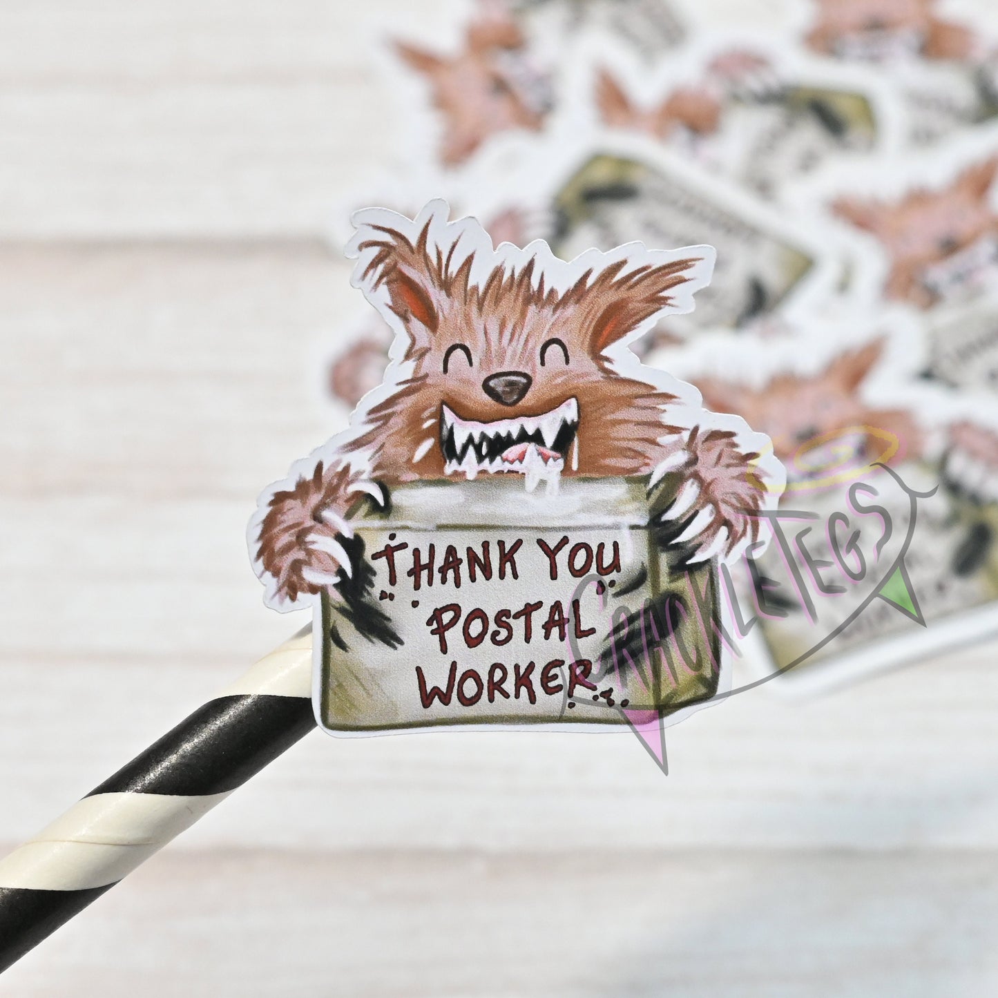 Dominic the Carewolf, Thank You Postal Worker Stickers. Pack. 8.