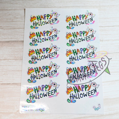 Happy Halloween Candy Stickers, Sheet of 10.