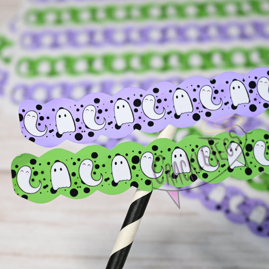 Wavey Ghosts Long Strip Stickers, Perfect For Packaging, Scrapbooking Or Journals.