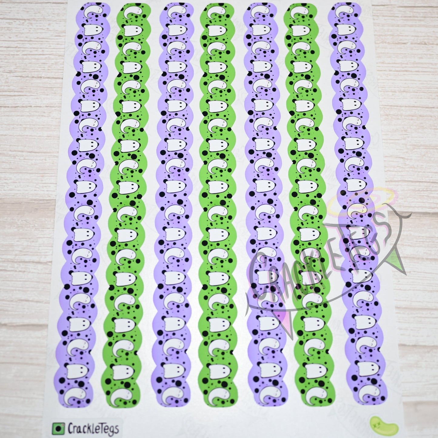 Wavey Ghosts Long Strip Stickers, Perfect For Packaging, Scrapbooking Or Journals.