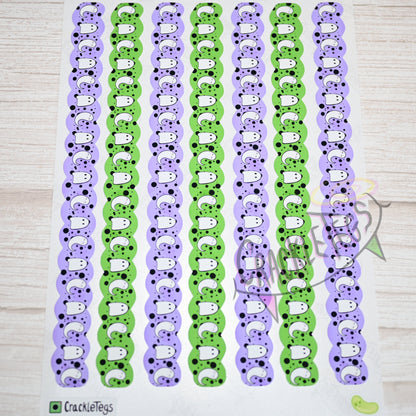 Wavey Ghosts Long Strip Stickers, Perfect For Packaging, Scrapbooking Or Journals.