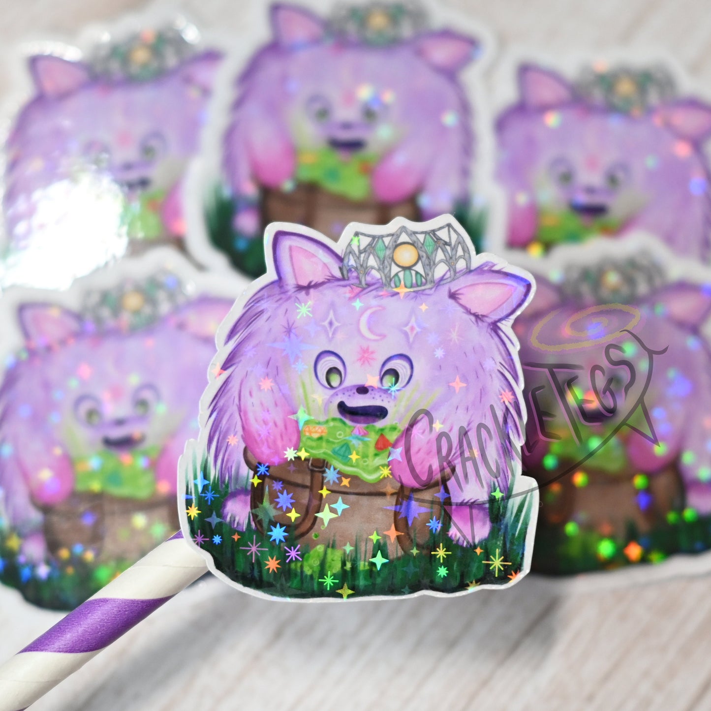 Fluffy Princess Fig Stickers, Pack of 6.