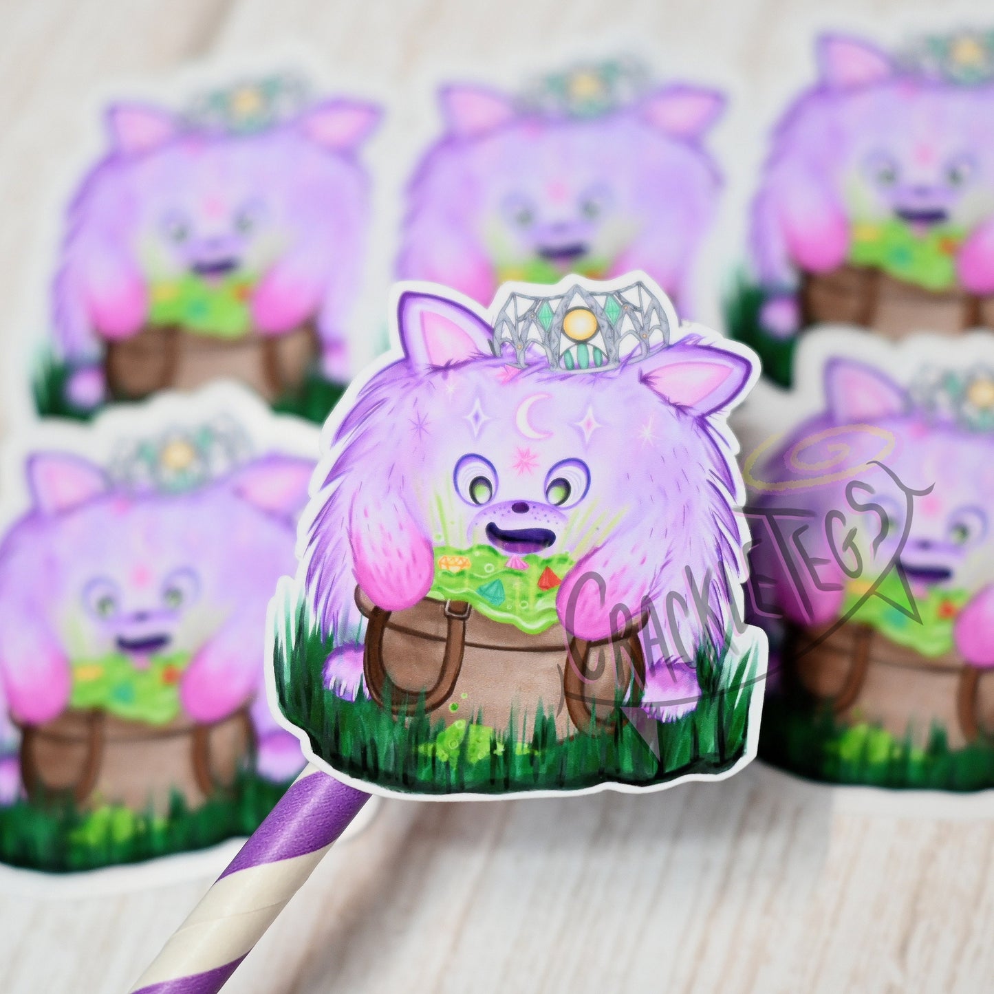 Fluffy Princess Fig Stickers, Pack of 6.