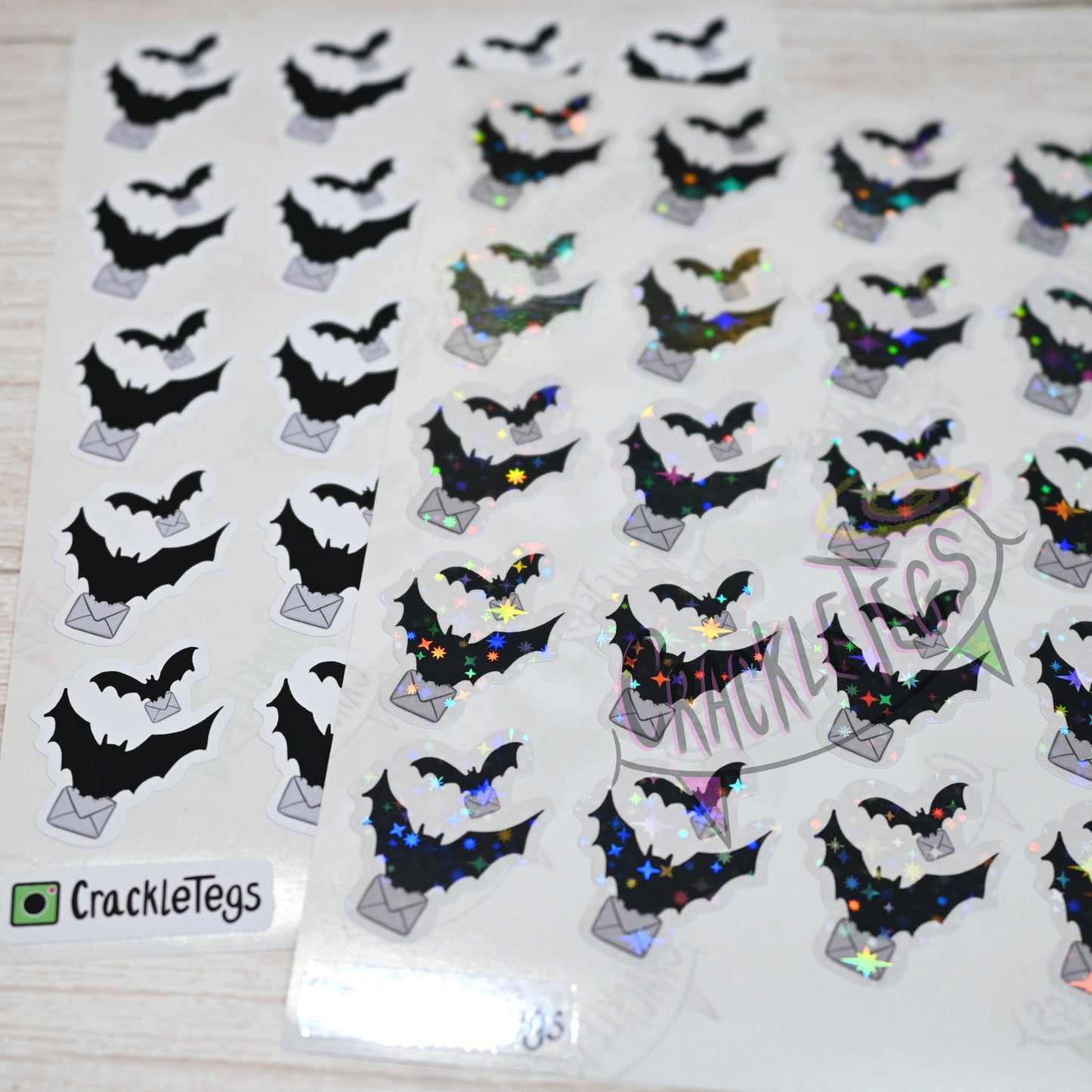 Bat Mail Stickers, Air Mail or Domestic, Sheet of 20 stickers.